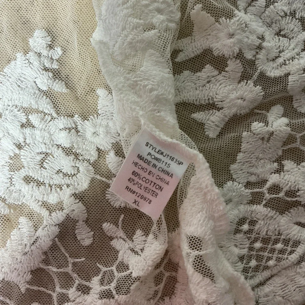 Entro Victorian Floral Embroidered Mesh Kimono Cardigan Sheer Lace XL J11635P‎